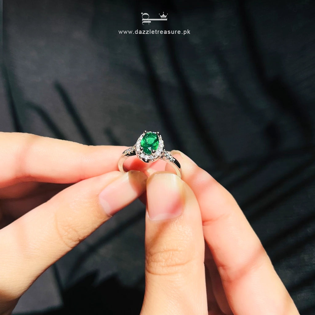 Emerald Zircon Delight Ring - Adjustable