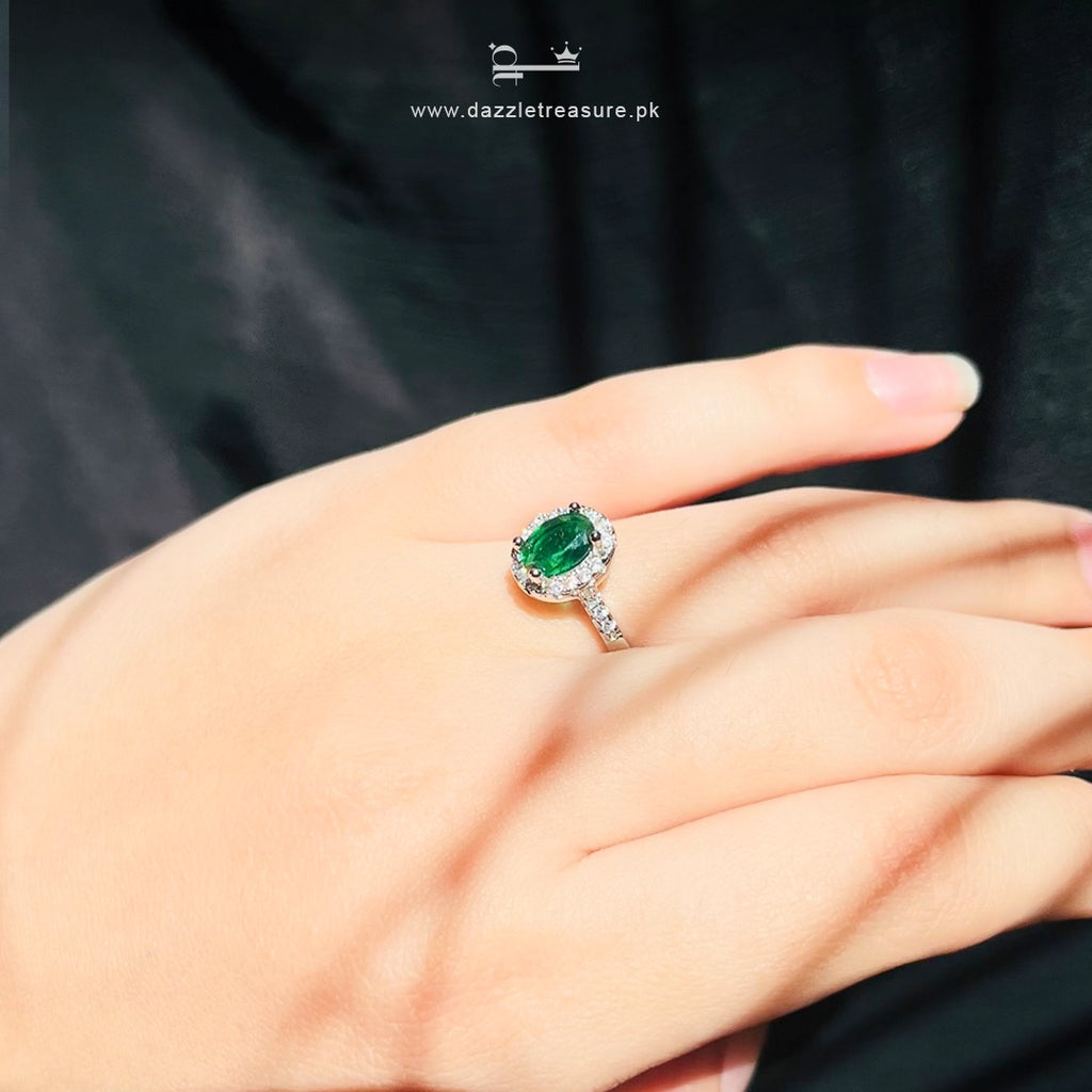 Emerald Zircon Delight Ring - Adjustable