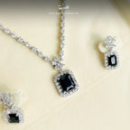 Minimal Black Zircon Necklace Set