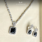 Minimal Black Zircon Necklace Set