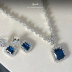 Minimal Sapphire Zircon Necklace Set