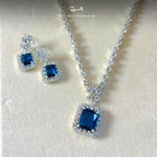Minimal Sapphire Zircon Necklace Set