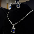 Minimal Sapphire Zircon Necklace Set