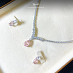 Pink Teardrop Necklace Set