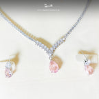 Pink Teardrop Necklace Set